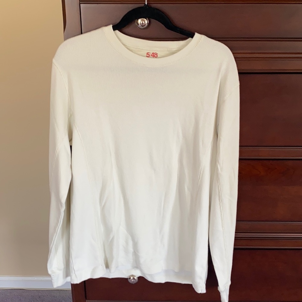 Cream color waffle long sleeve shirt